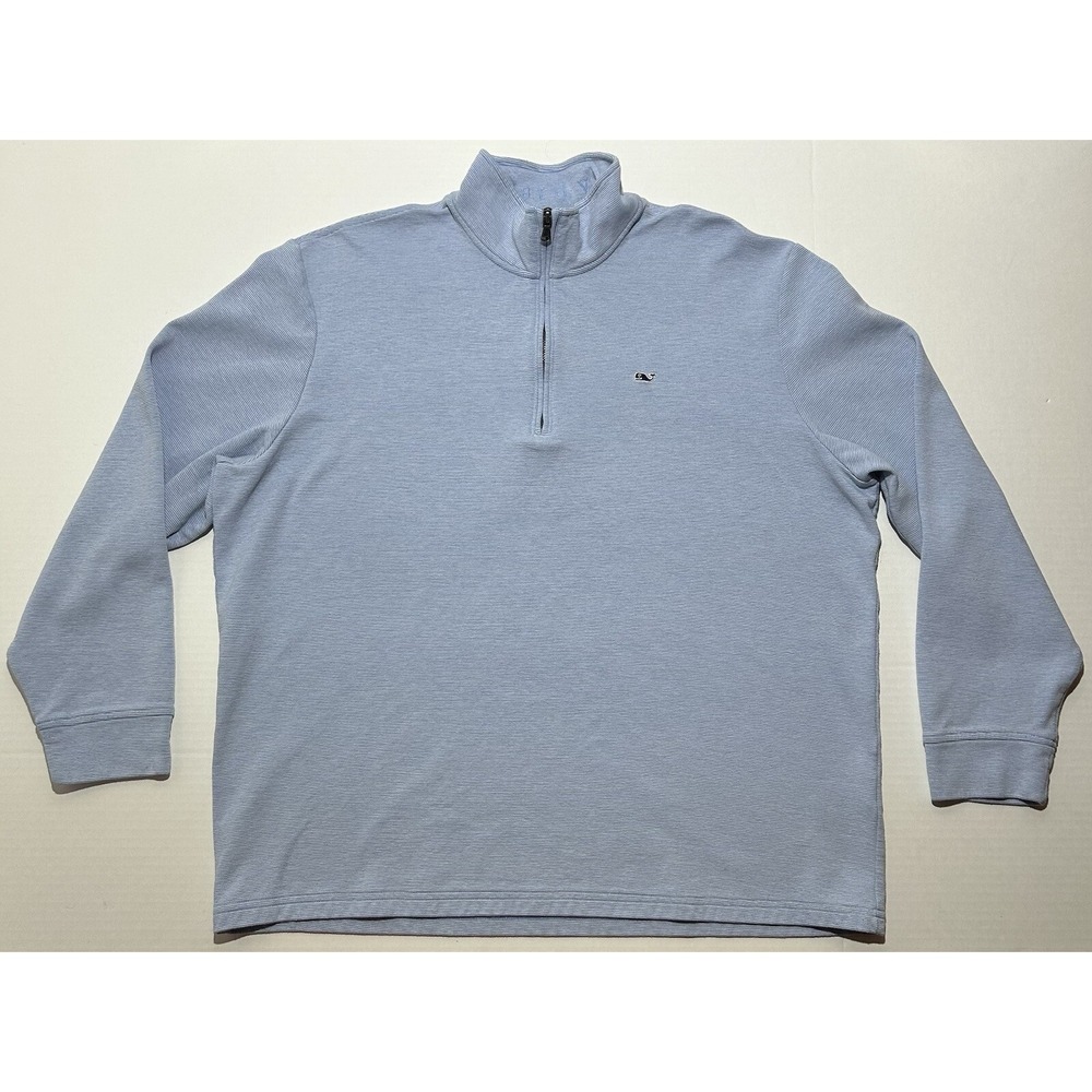 Vineyard Vines Sweater Mens XXL Blue Saltwater 1/4 Quarter Zip Long Sleeve EUC